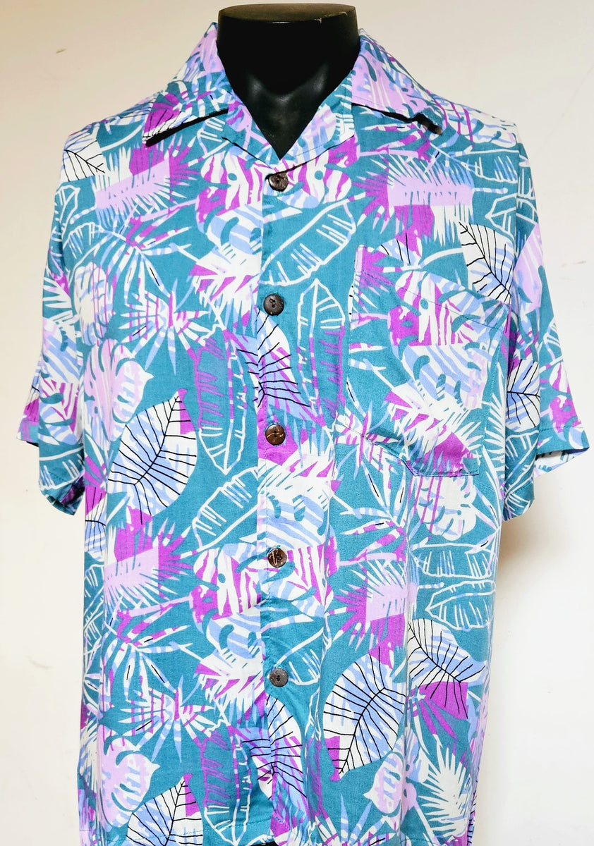 Men's Aloha Shirt - Sprinkle -----Teal/Lavender--Black/Gold Men's Aloha Shirt - Sprinkle -----Teal/Lavender--Black/Gold