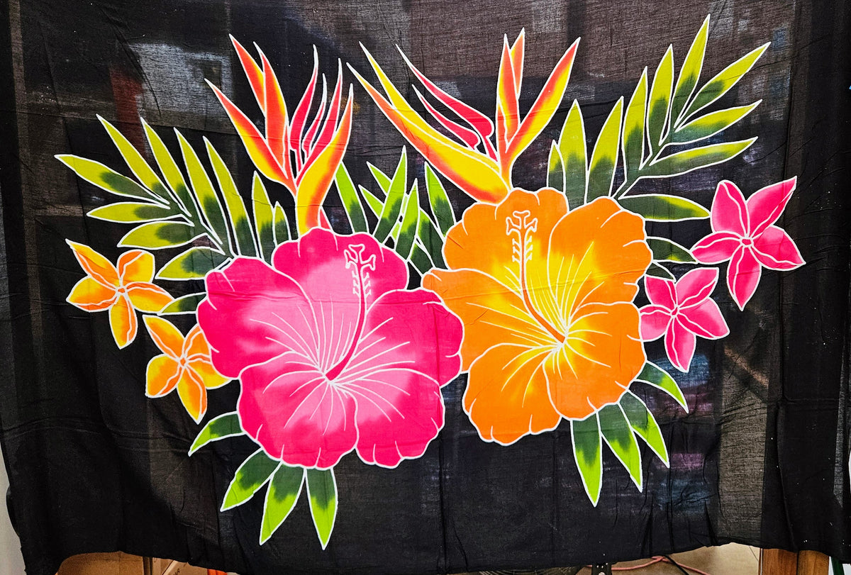 【新品】SZ blockprints ＊ sarong マルチクロス 花柄　② polynesian-floral-sarong-in-