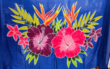 Hand Painted Sarong - Hibiscus Bouquet - - Black -Blue - Red - Turquoise