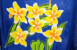Hand Painted Sarong - Plumeria Beauty - - Black -Blue - Red - Turquoise