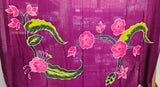 Hand Painted Sarong - Floral Cluster - - Black -Blue - Purple - White