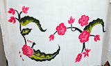 Hand Painted Sarong - Floral Cluster - - Black -Blue - Purple - White