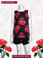 Ladies Tank Top - Anthurium Solo ---- Black - Cream