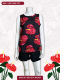 Ladies Tank Top - Anthurium Solo ---- Black - Cream
