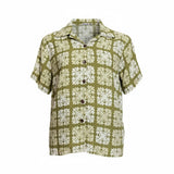 Avocado Patchwork Quilt Tropical Camp Blouse