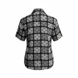 Black Patchwork Quilt Tropical Camp Blouse