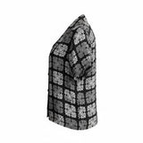 Black Patchwork Quilt Tropical Camp Blouse