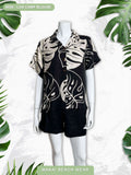 Ladies Camp Blouse - Ying Yang - Black, Silver, & Sage