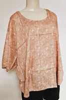 Poncho Top  -  Hibiscus Lines -- Rust and Green/Black