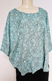 Poncho Top  -  Hibiscus Lines -- Rust and Green/Black