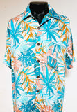 Men's Aloha Shirt - Spring ---- Turquoise/Gold -- Turquoise/Pink