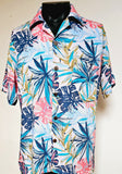 Men's Aloha Shirt - Spring ---- Turquoise/Gold -- Turquoise/Pink