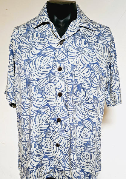 Men's Aloha Shirt - Abundance Pastel -- Green - Blue