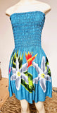 Ladies Hand Painted Tube Dress -- Tiare ---Black - Turquoise - Red - Purple