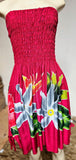 Ladies Hand Painted Tube Dress -- Tiare ---Black - Turquoise - Red - Purple