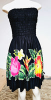 Ladies Hand Painted Tube Dress -- HIbiscus ---Black - Blue - Turquoise - Red