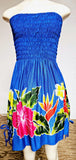 Ladies Hand Painted Tube Dress -- HIbiscus ---Black - Blue - Turquoise - Red