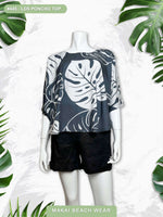 Ladies Poncho Top - Ying Yang - Black, Sage, & Silver