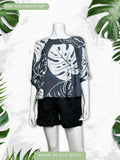 Ladies Poncho Top - Ying Yang - Black, Sage, & Silver