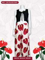 Ladies Palazo Pants - Anthurium Solo - Black & Cream