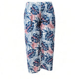 Blue & Slate Bali Hai Tropical Wide-Leg Palazzo Pants