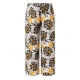 Brown & Cream Bali Hai Tropical Wide-Leg Palazzo Pants