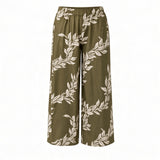 Taupe Maili Lei Tropical Wide-Leg Palazzo Pants