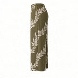 Taupe Maili Lei Tropical Wide-Leg Palazzo Pants