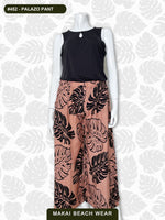 Ladies Palazzo Pants - Monstera - Black, Olive, Salmon