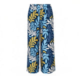 Navy & Blue Nui Loa Tropical Wide-Leg Palazzo Pants