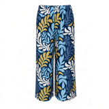 Navy & Blue Nui Loa Tropical Wide-Leg Palazzo Pants