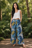 Navy & Blue Nui Loa Tropical Wide-Leg Palazzo Pants