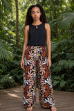 Rust & Pink Nui Loa Tropical Wide-Leg Palazzo Pants