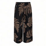 Black & Brown Palapalai Tropical Wide-Leg Palazzo Pants