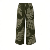 Olive Palapalai Tropical Wide-Leg Palazzo Pants
