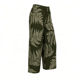 Olive Palapalai Tropical Wide-Leg Palazzo Pants