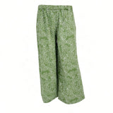 Sage Green Puka Monstera Tropical Wide-Leg Palazzo Pants