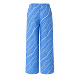 Blue Rosalei Tropical Wide-Leg Palazzo Pants