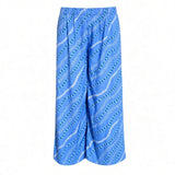 Blue Rosalei Tropical Wide-Leg Palazzo Pants