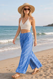 Blue Rosalei Tropical Wide-Leg Palazzo Pants