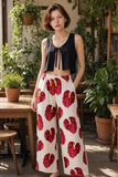Cream Solo Anthurium Tropical Wide-Leg Palazzo Pants