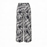 Black Windy Days Tropical Wide-Leg Palazzo Pants