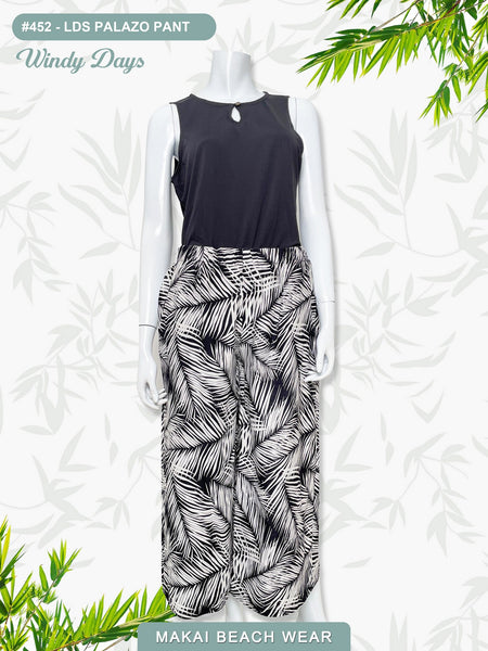 Ladies Palazo Pants - Windy Days - Black & Sage