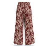Rust Red Windy Days Tropical Wide-Leg Palazzo Pants
