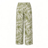 Sage Green Windy Days Tropical Wide-Leg Palazzo Pants
