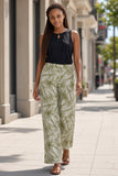 Sage Green Windy Days Tropical Wide-Leg Palazzo Pants