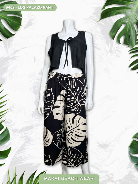 Ladies Palazo Pants - Ying Yang - Black, Sage, & Silver