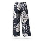 Gray & Silver Ying Yang Tropical Wide-Leg Palazzo Pants