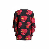 Black Anthurium Solo Tropical Floral Tunic Top