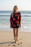 Black Anthurium Solo Tropical Floral Tunic Top